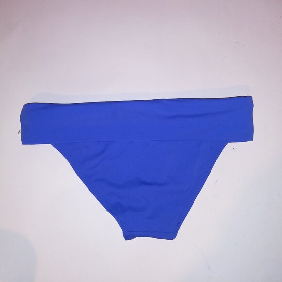 Victoria Secret Swim Bikini Bottom XS Solid Blue Foldover Waist Color Code 868 - Picture 6 of 8
